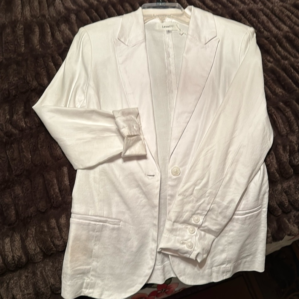 White single button blazer